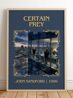 Certain Prey Classic Book Art Print by John Sandford – framed print leaning on a wooden floor