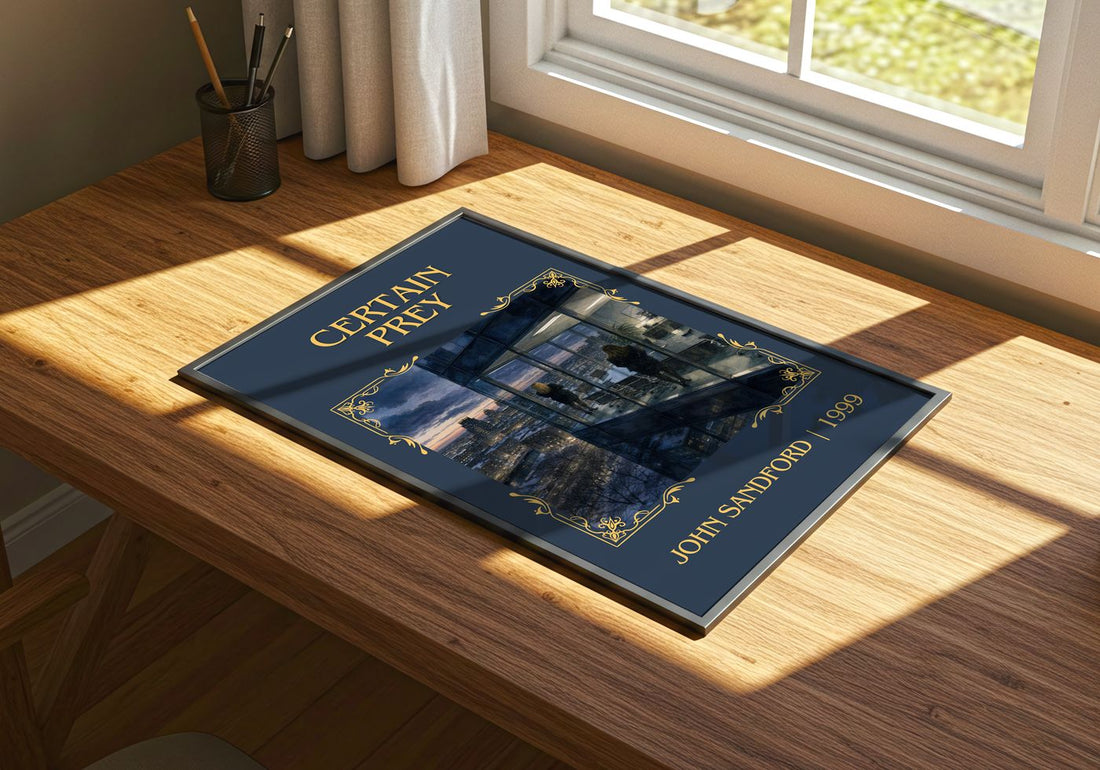 Certain Prey Classic Book Art Print by John Sandford – print on a sunlit desk