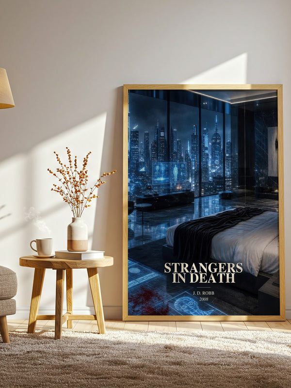 Strangers In Death watercolour print in frame leaning in hallway – mystery wall art