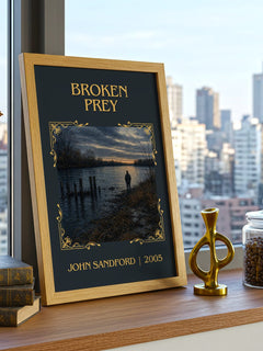 Broken Prey Classic Book Art Print by John Sandford – framed print on a city-view windowsill