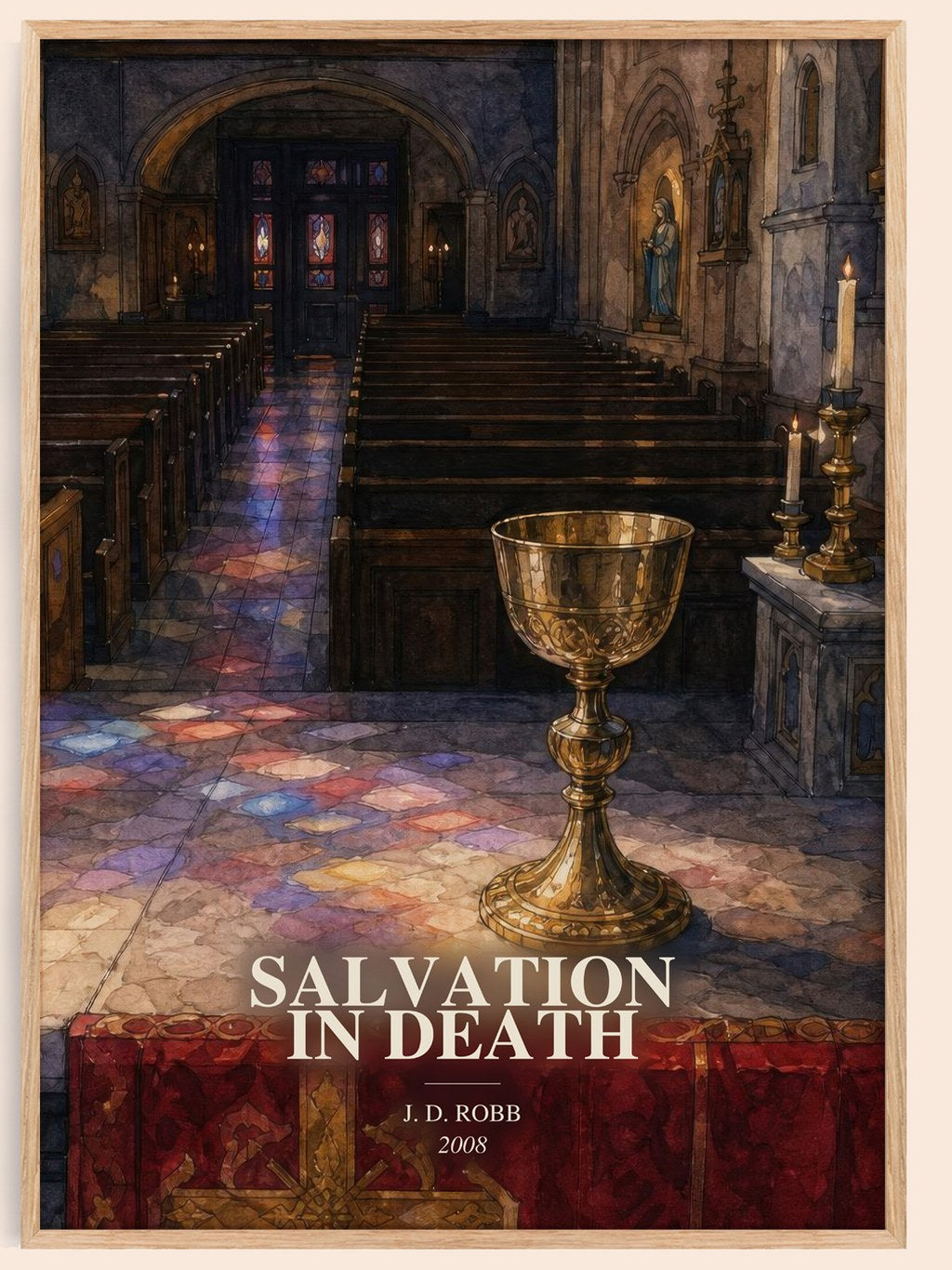 Salvation In Death watercolour book poster by J. D. Robb – framed literary art print