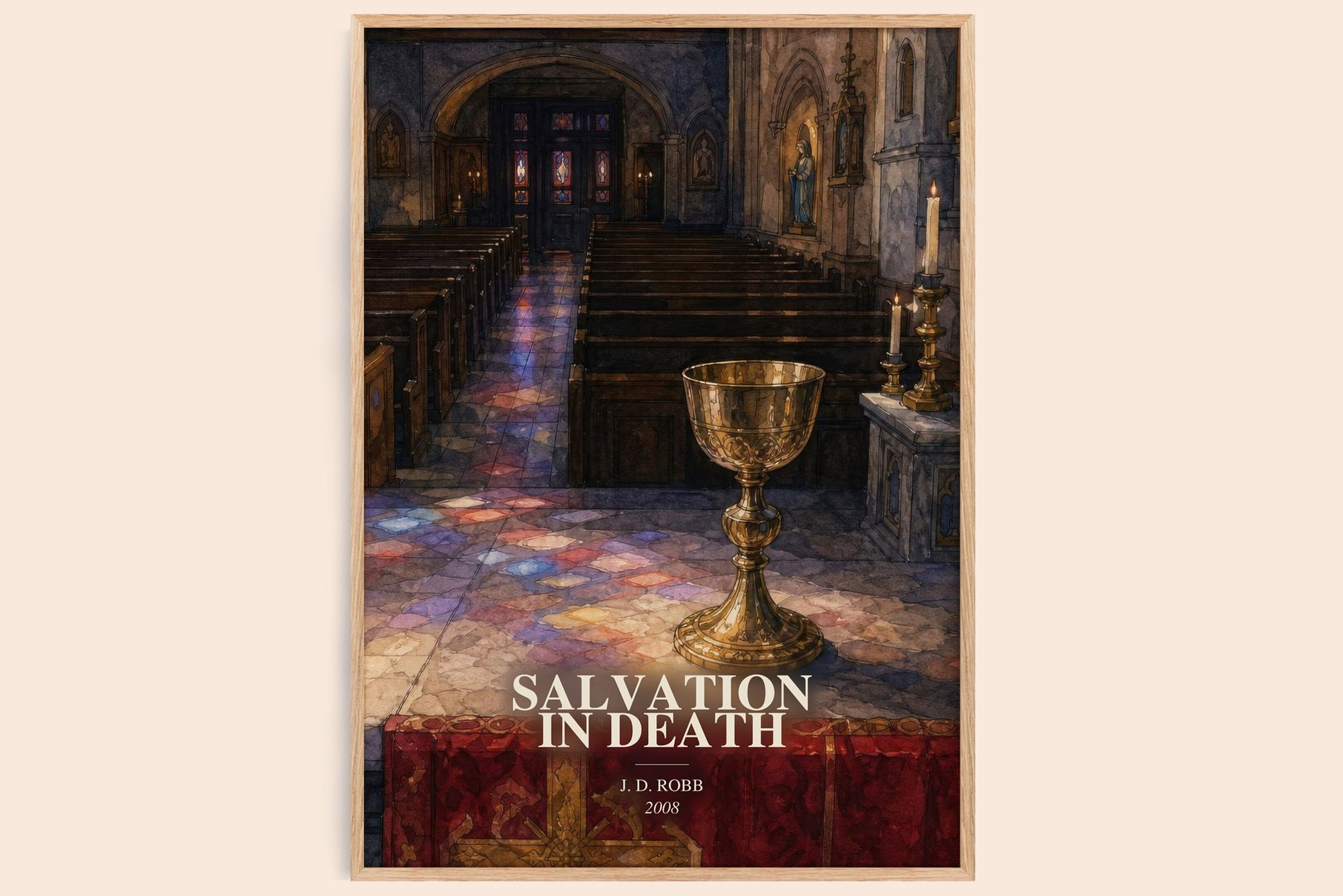 Salvation In Death watercolour book poster by J. D. Robb – framed literary art print