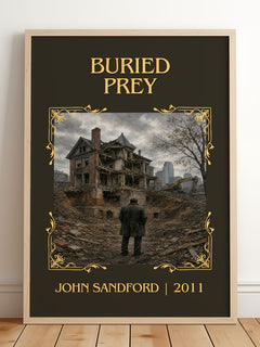 Buried Prey Classic Book Art Print by John Sandford – framed print leaning on a wooden floor