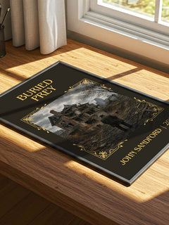 Buried Prey Classic Book Art Print by John Sandford – print on a sunlit desk