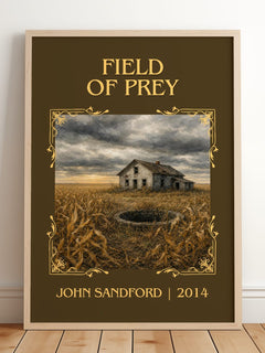 Field of Prey Classic Book Art Print by John Sandford – framed print leaning on a wooden floor