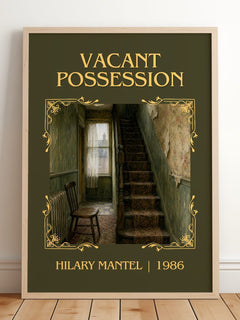 Vacant Possession Classic Book Art Print by Hilary Mantel – framed print leaning on a wooden floor