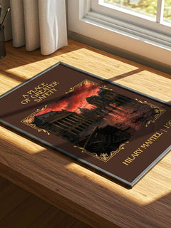 A Place of Greater Safety Classic Book Art Print by Hilary Mantel – print on a sunlit desk