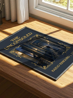 The Unconsoled Classic Book Art Print by Kazuo Ishiguro – print on a sunlit desk