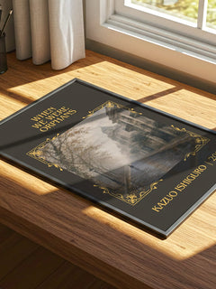 When We Were Orphans Classic Book Art Print by Kazuo Ishiguro – print on a sunlit desk