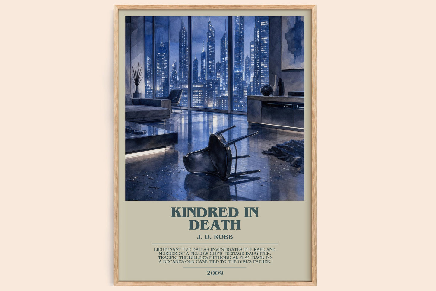 Kindred In Death bookish book poster by J. D. Robb – framed literary art print