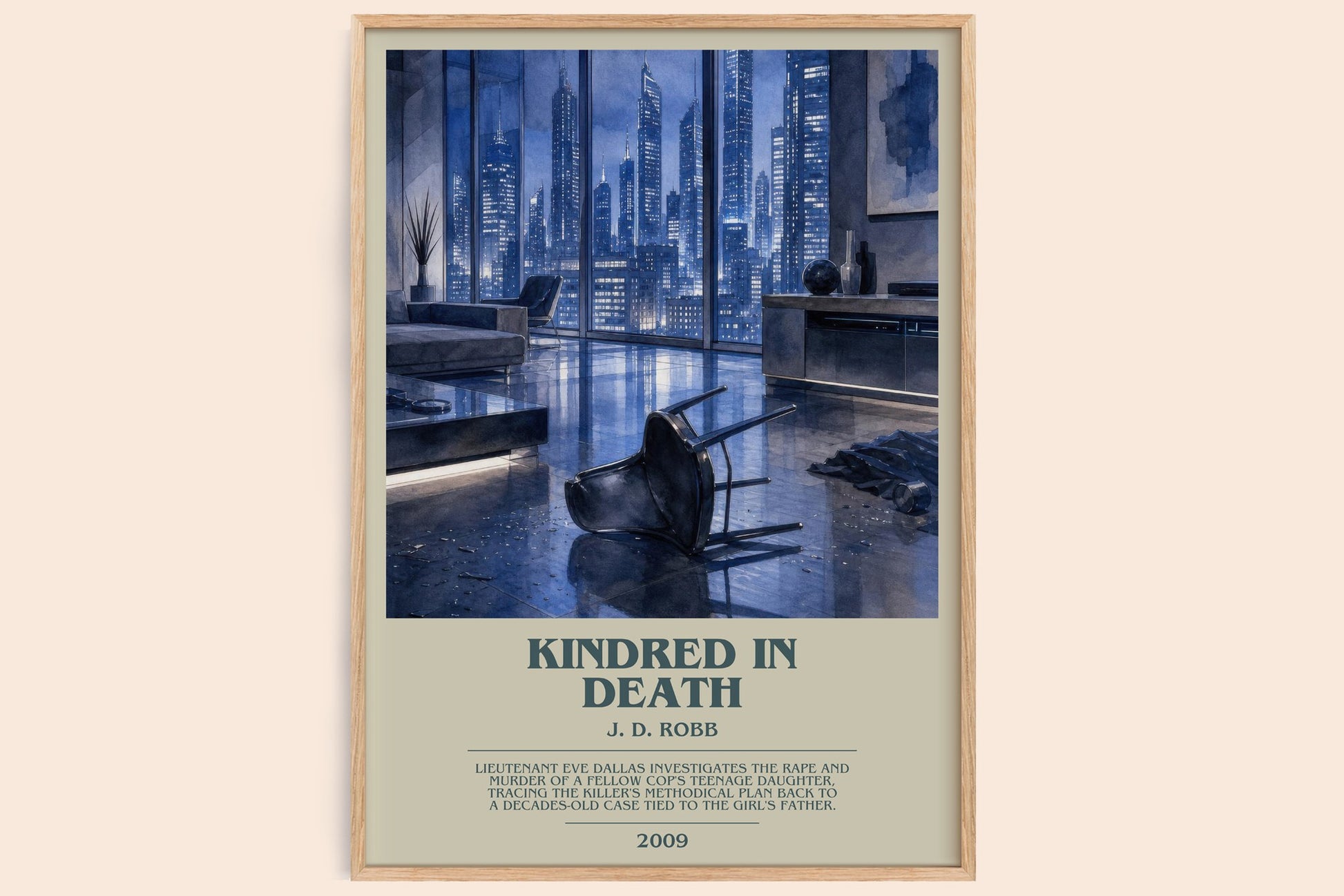Kindred In Death bookish book poster by J. D. Robb – framed literary art print