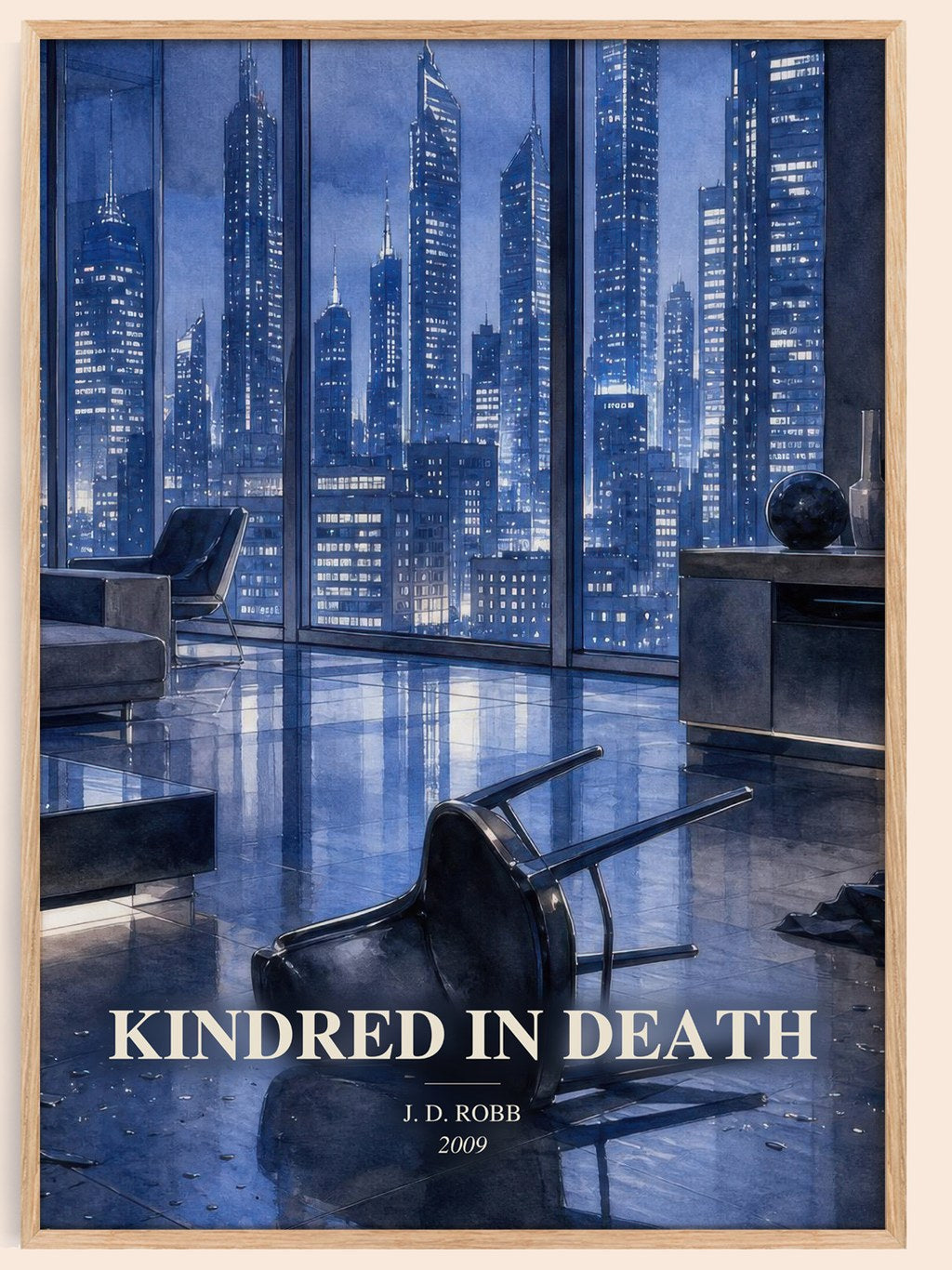 Kindred In Death watercolour book poster by J. D. Robb – framed literary art print