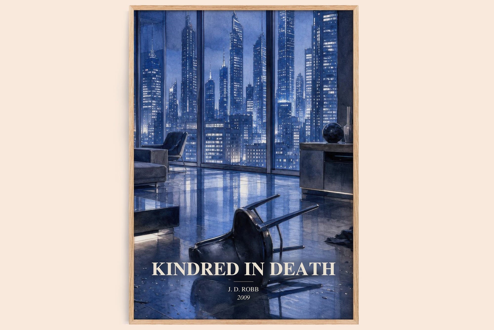 Kindred In Death watercolour book poster by J. D. Robb – framed literary art print