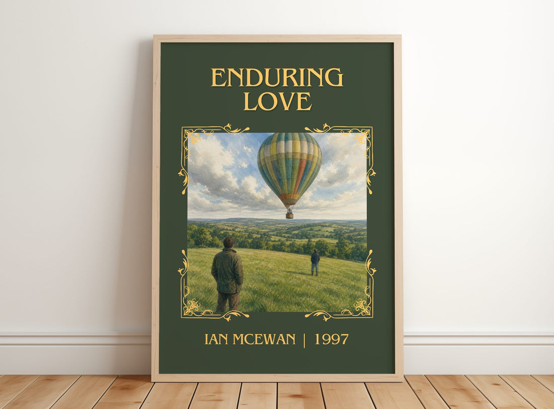 Enduring Love Classic Book Art Print by Ian McEwan – framed print leaning on a wooden floor
