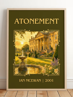 Atonement Classic Book Art Print by Ian McEwan – framed print leaning on a wooden floor