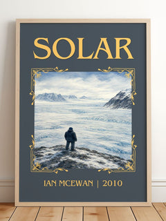 Solar Classic Book Art Print by Ian McEwan – framed print leaning on a wooden floor