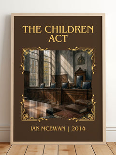 The Children Act Classic Book Art Print by Ian McEwan – framed print leaning on a wooden floor