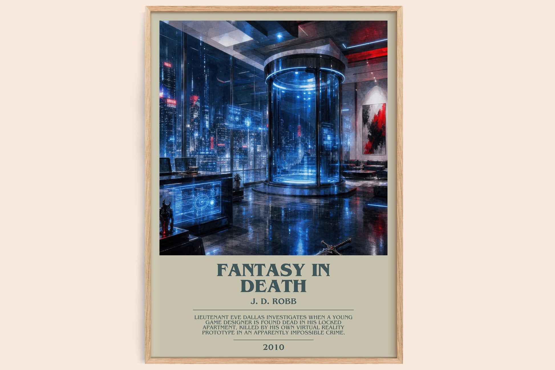 Fantasy In Death bookish book poster by J. D. Robb – framed literary art print