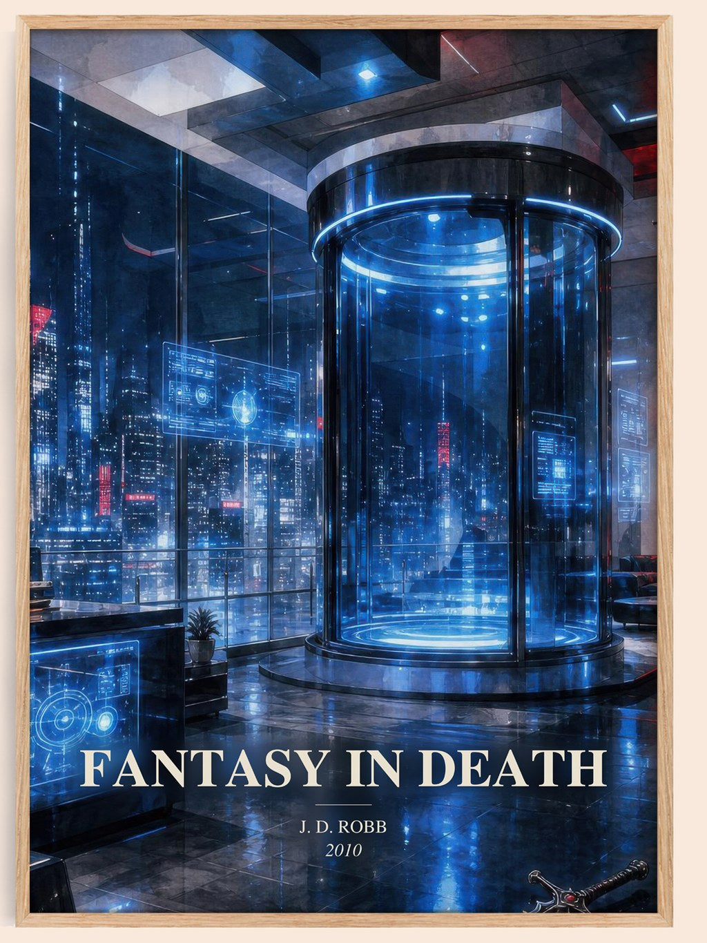 Fantasy In Death watercolour book poster by J. D. Robb – framed literary art print