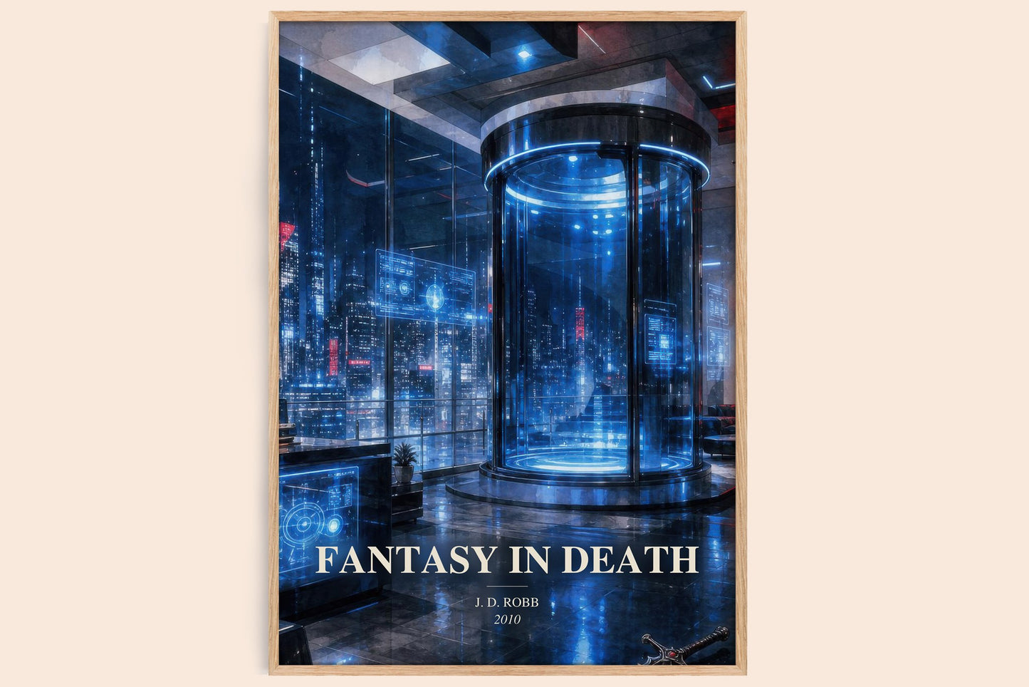Fantasy In Death watercolour book poster by J. D. Robb – framed literary art print