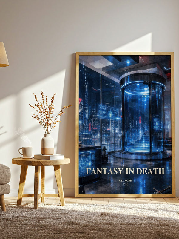 Fantasy In Death watercolour print in frame leaning in hallway – mystery wall art