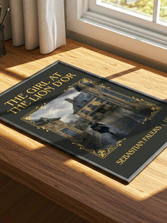 The Girl at the Lion d'Or Classic Book Art Print by Sebastian Faulks – print on a sunlit desk