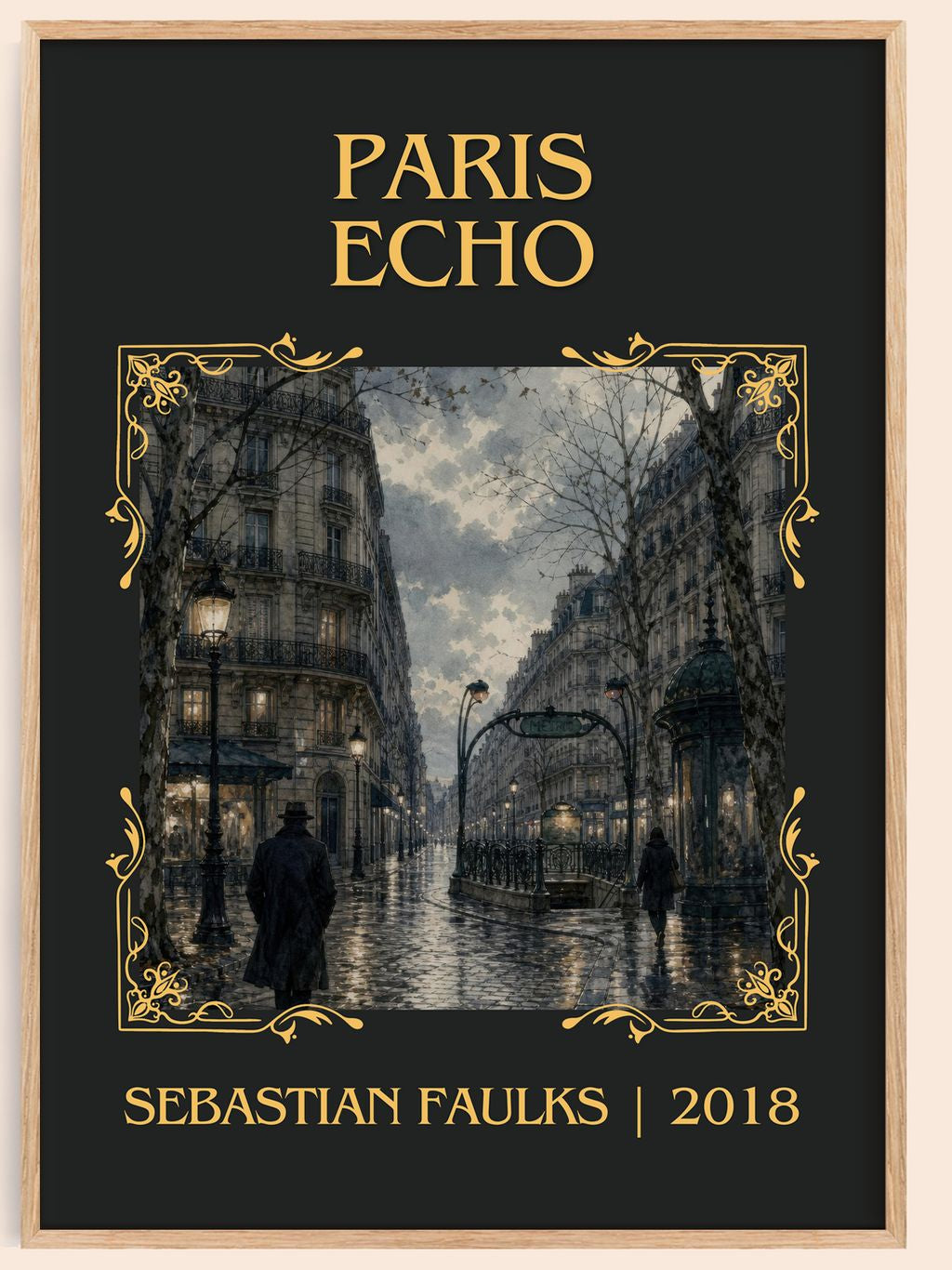 Paris Echo Classic Book Art Print by Sebastian Faulks – book poster