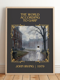 The World According to Garp Classic Book Art Print by John Irving – framed print leaning on a wooden floor