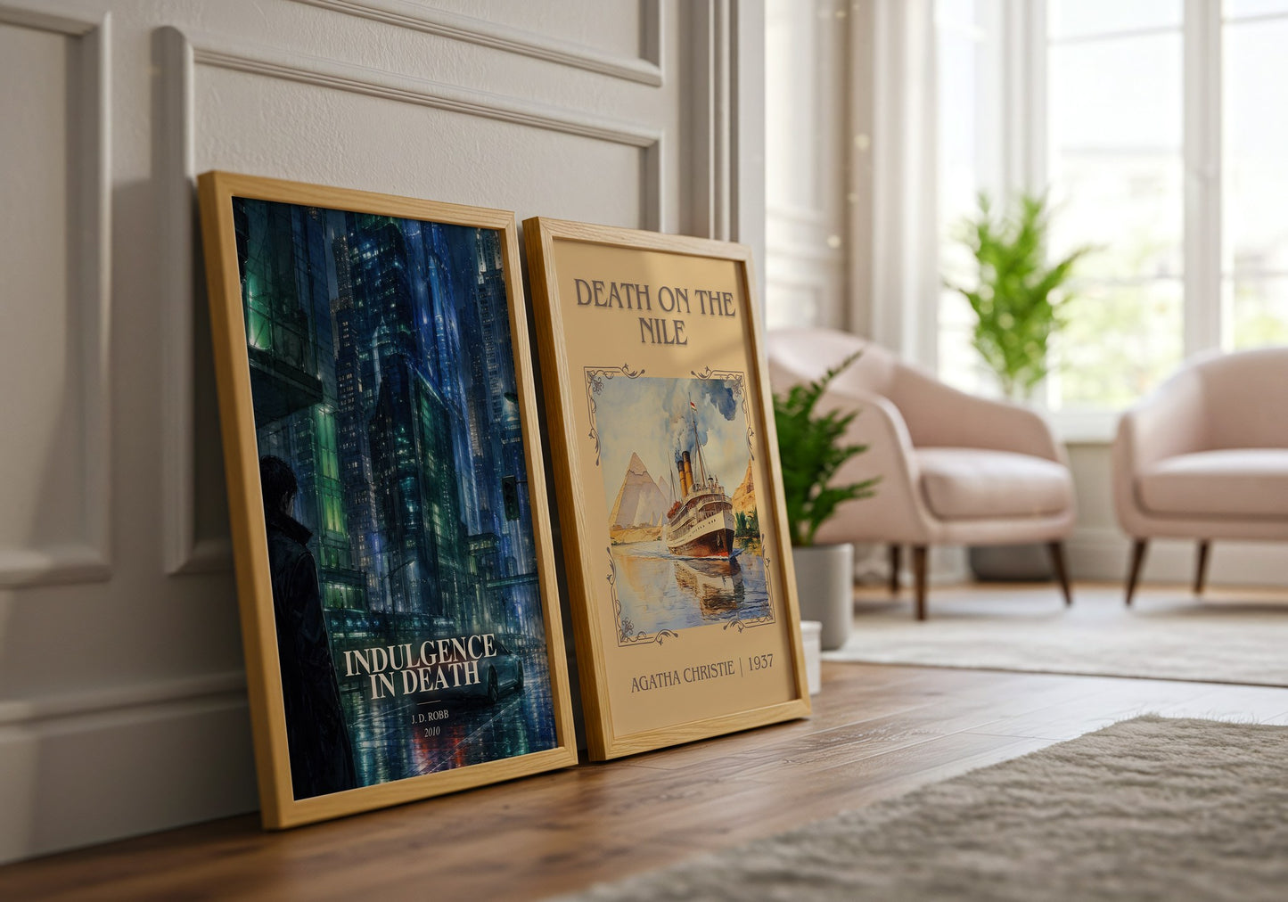 Indulgence In Death watercolour print framed by window – literary home decor