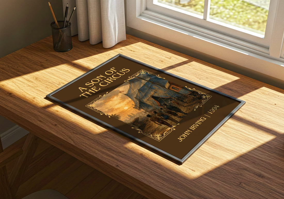 A Son of the Circus Classic Book Art Print by John Irving – print on a sunlit desk