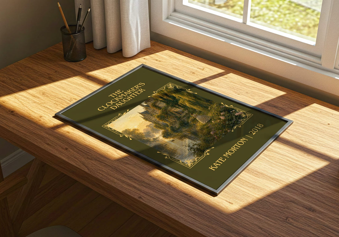 The Clockmaker's Daughter Classic Book Art Print by Kate Morton – print on a sunlit desk