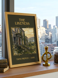 The Likeness Classic Book Art Print by Tana French – framed print on a city-view windowsill