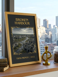 Broken Harbour Classic Book Art Print by Tana French – framed print on a city-view windowsill