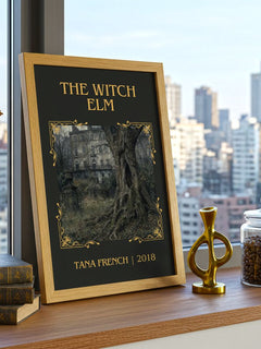 The Witch Elm Classic Book Art Print by Tana French – framed print on a city-view windowsill
