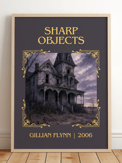 Sharp Objects Classic Book Art Print by Gillian Flynn – framed print leaning on a wooden floor