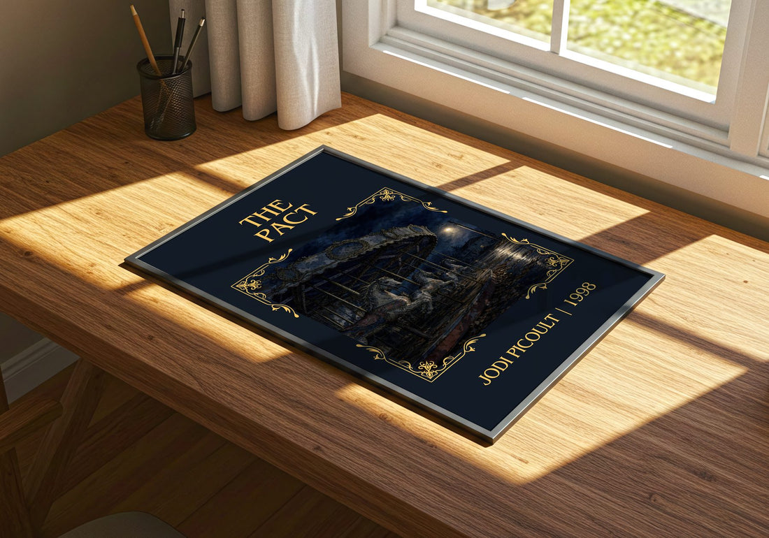 The Pact Classic Book Art Print by Jodi Picoult – print on a sunlit desk