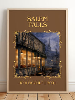 Salem Falls Classic Book Art Print by Jodi Picoult – framed print leaning on a wooden floor
