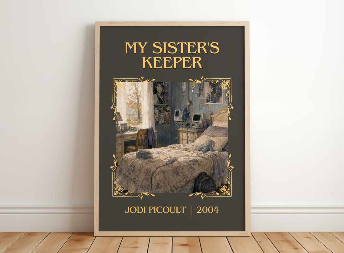 My Sister's Keeper Classic Book Art Print by Jodi Picoult – framed print leaning on a wooden floor