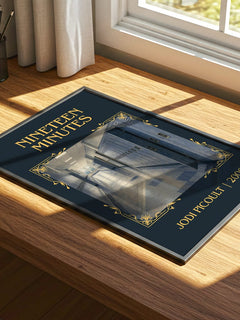 Nineteen Minutes Classic Book Art Print by Jodi Picoult – print on a sunlit desk