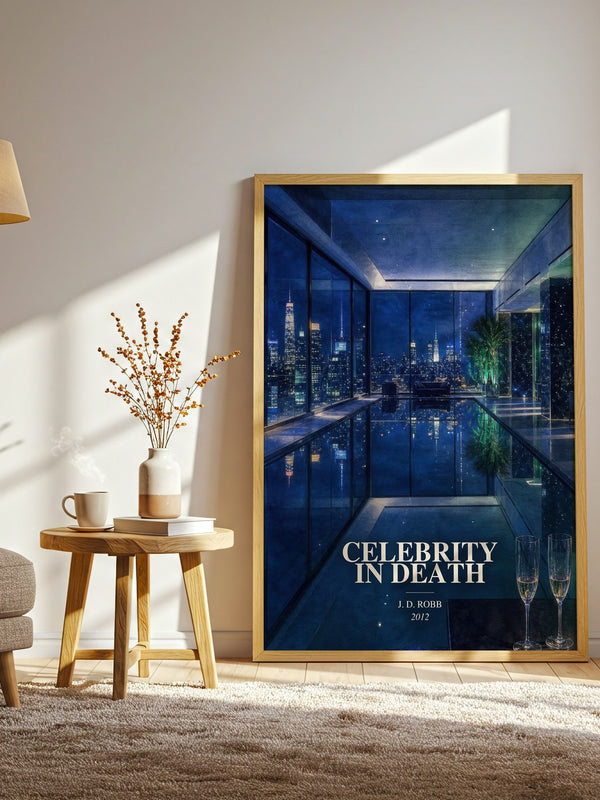 Celebrity In Death watercolour print in frame leaning in hallway – mystery wall art