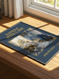 Handle with Care Classic Book Art Print by Jodi Picoult – print on a sunlit desk