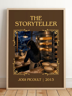 The Storyteller Classic Book Art Print by Jodi Picoult – framed print leaning on a wooden floor
