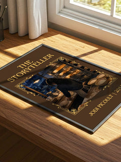 The Storyteller Classic Book Art Print by Jodi Picoult – print on a sunlit desk