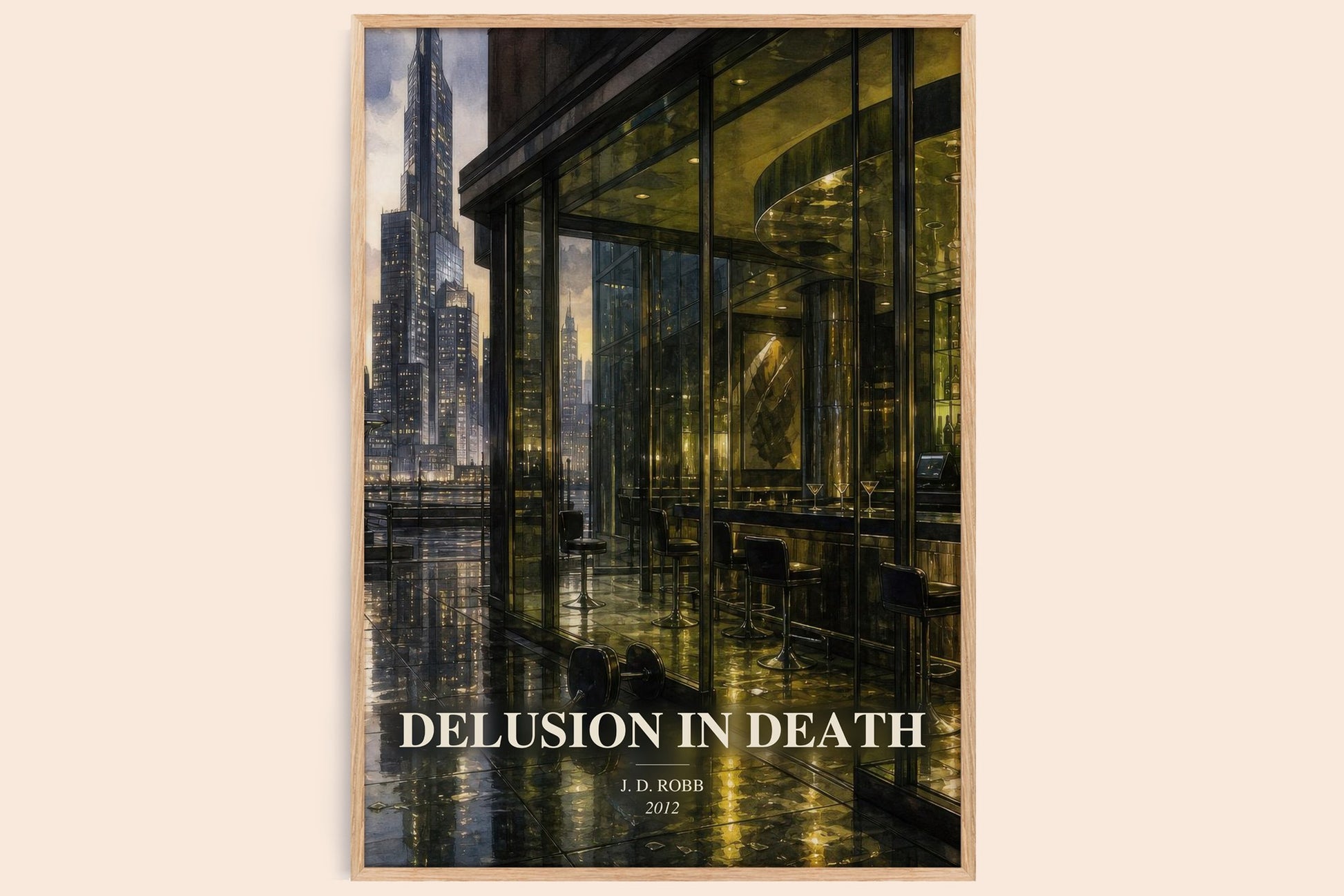Delusion In Death watercolour book poster by J. D. Robb – framed literary art print