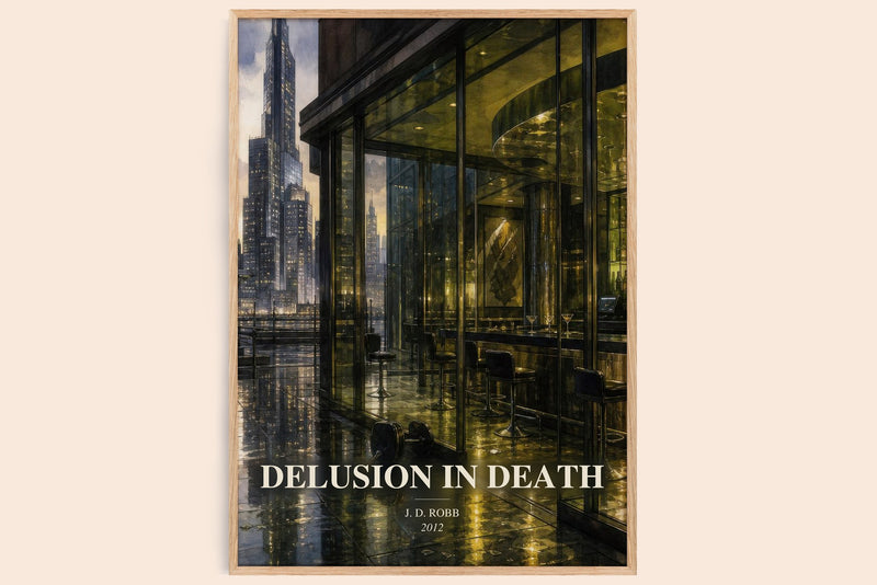 Delusion In Death watercolour book poster by J. D. Robb – framed literary art print
