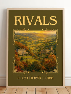 Rivals Classic Book Art Print by Jilly Cooper – framed print leaning on a wooden floor