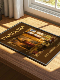 Pandora Classic Book Art Print by Jilly Cooper – print on a sunlit desk