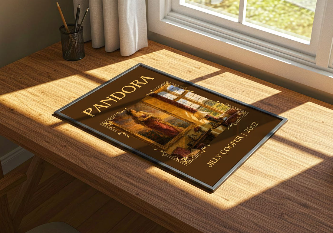 Pandora Classic Book Art Print by Jilly Cooper – print on a sunlit desk