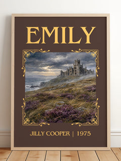 Emily Classic Book Art Print by Jilly Cooper – framed print leaning on a wooden floor