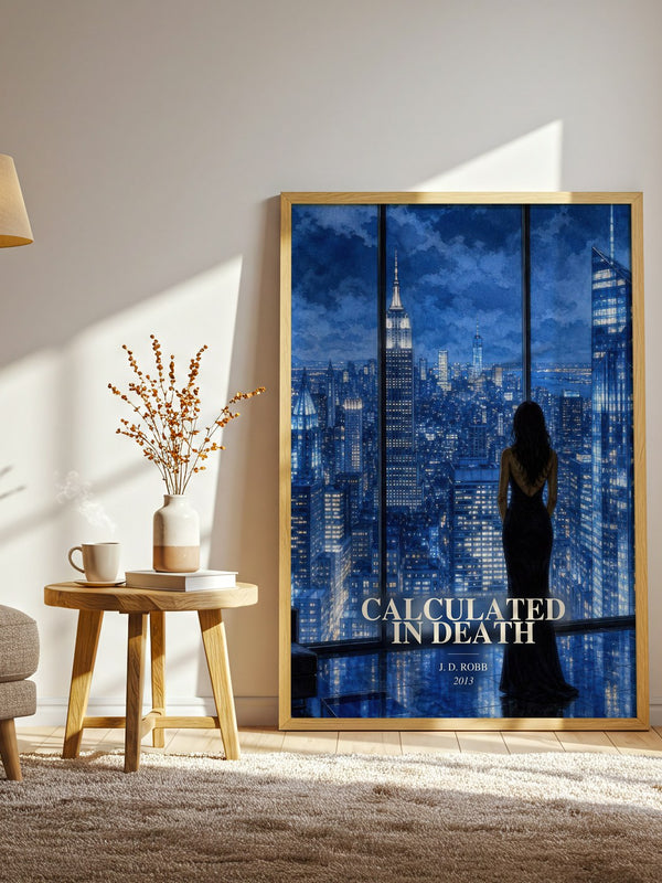 Calculated In Death watercolour print in frame leaning in hallway – mystery wall art